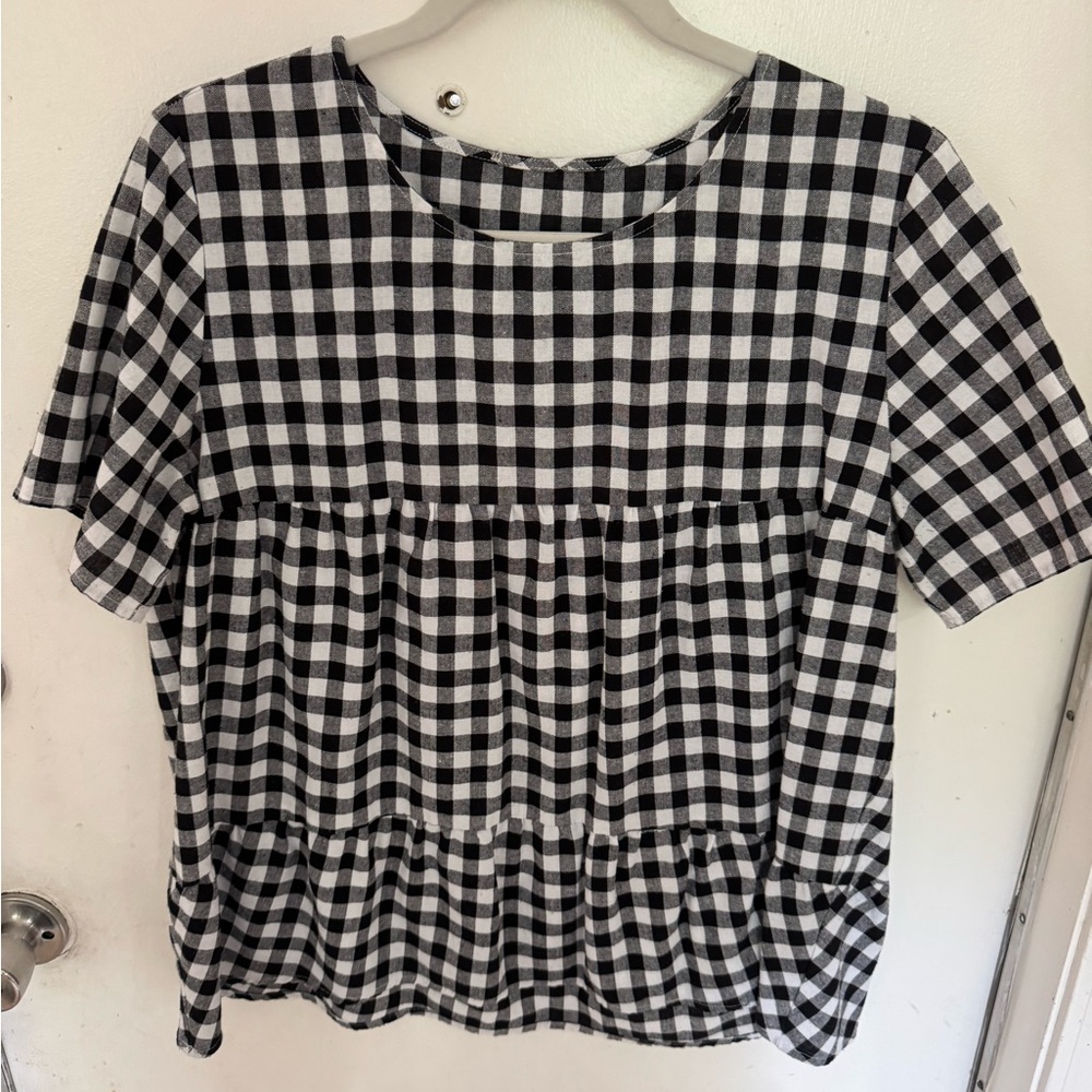 Roolee Black and White Gingham Blouse